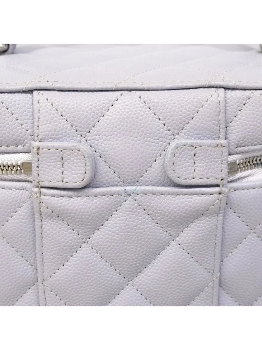 Chanel Vanity Bag Quilted Caviar Leather Purple Silver 2-Way